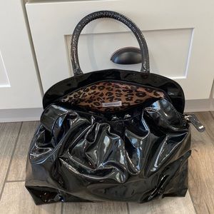 💝 Nordstrom Black Vinyl style Leopard Purse Bag